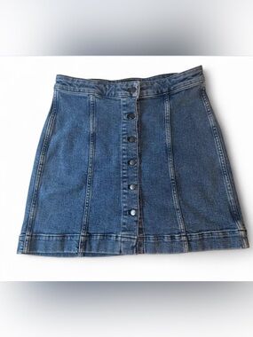 Theory Blue Button-Front Denim Mini Skirt - Size 4